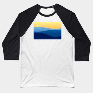 Seascape beach waves sunset design illustration Baseball T-Shirt